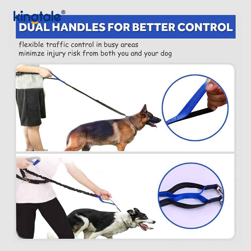 Reflexné elastické dvojité vodítko pre domáce zvieratá s vreckom na zips