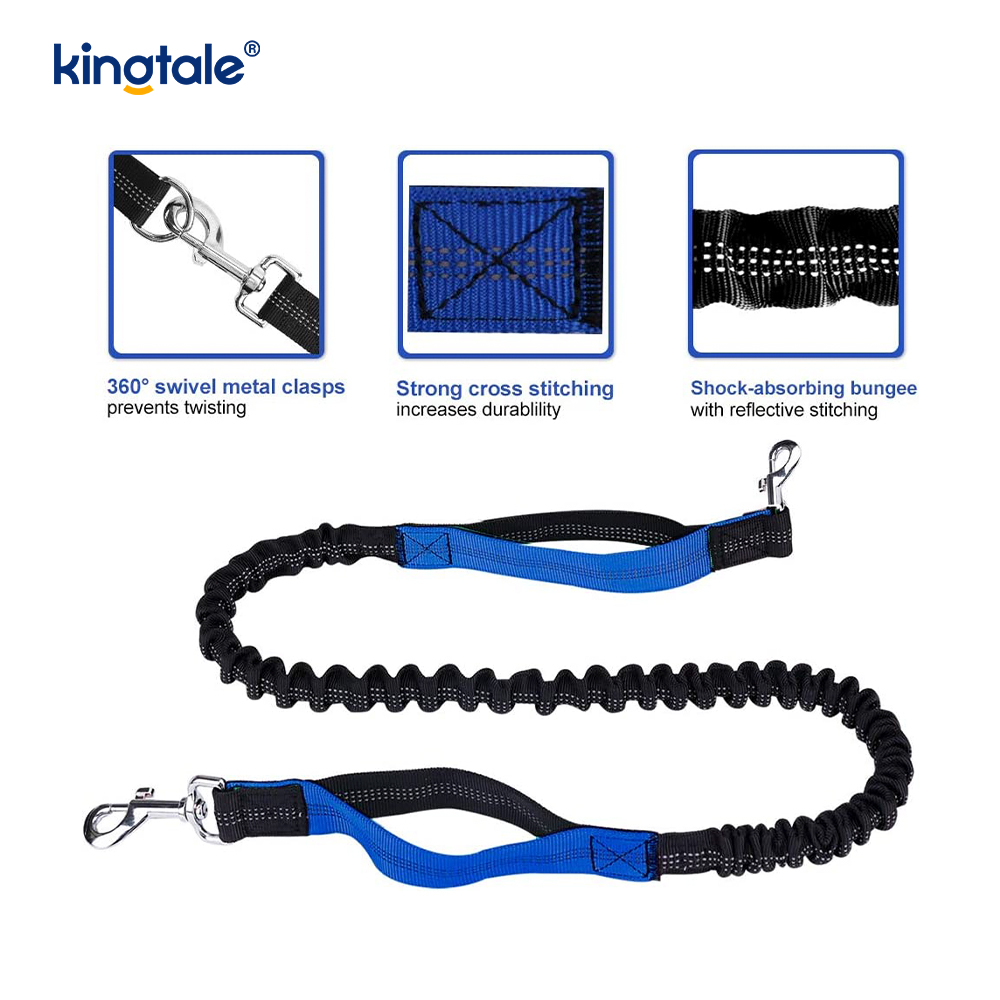 Reflexné elastické dvojité vodítko pre domáce zvieratá s vreckom na zips