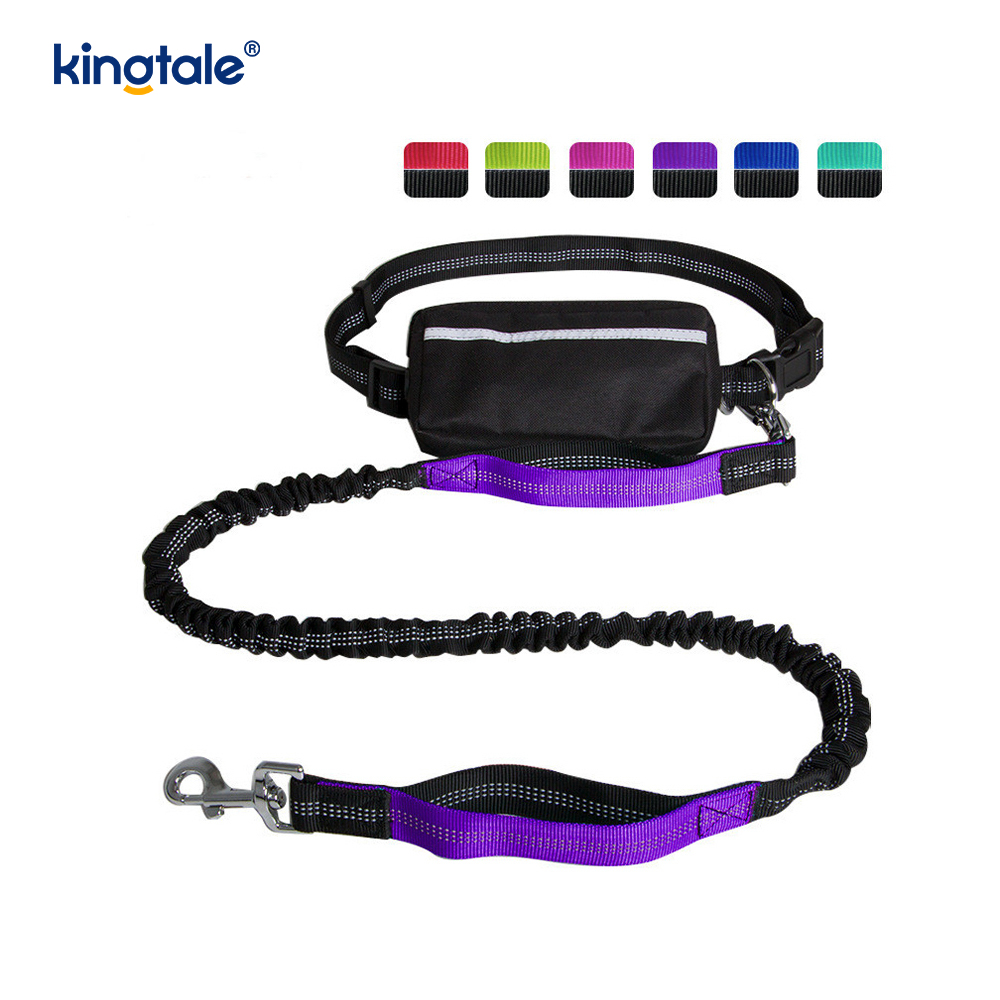 Reflexné elastické dvojité vodítko pre domáce zvieratá s vreckom na zips