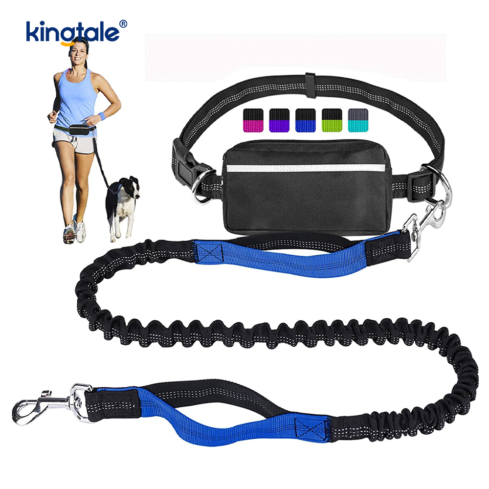 Reflexné elastické dvojité vodítko pre domáce zvieratá s vreckom na zips