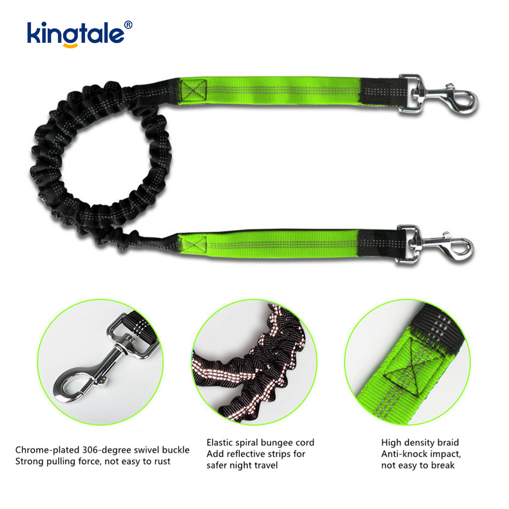 Reflexné elastické dvojité vodítko pre domáce zvieratá s vreckom na zips