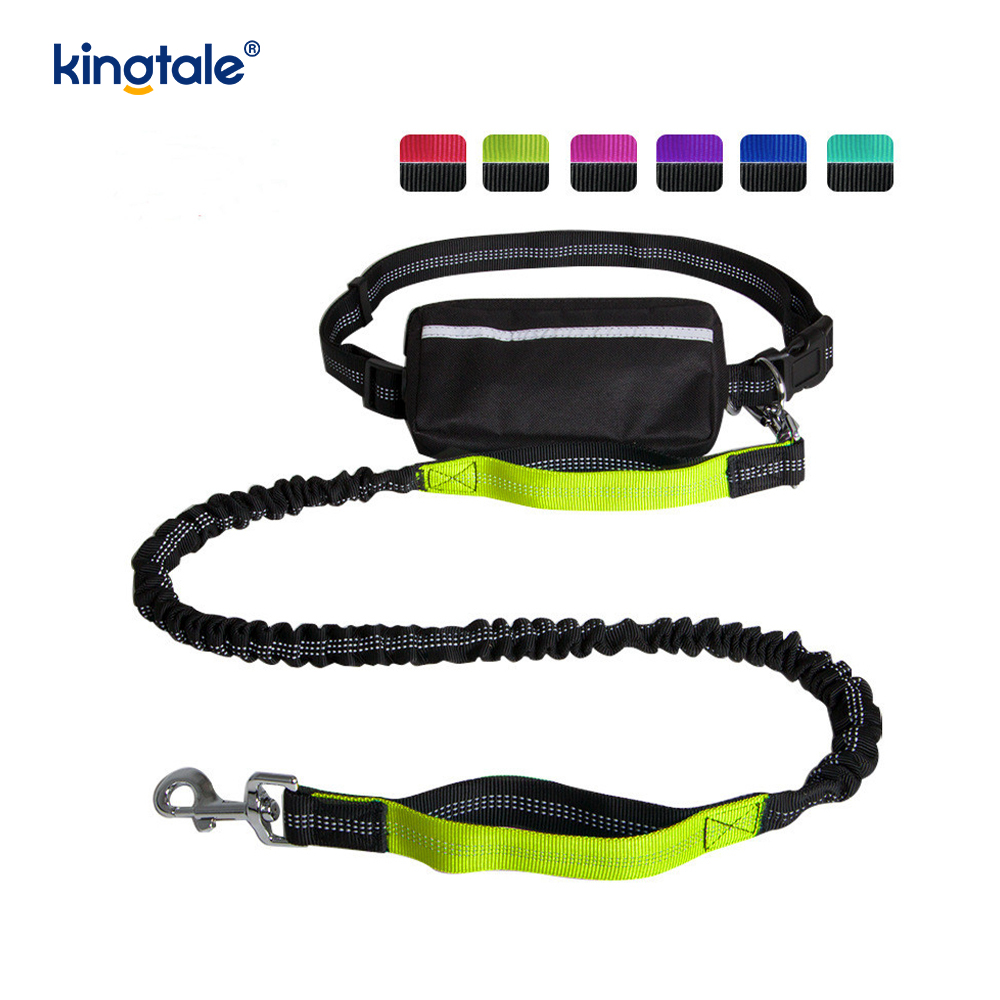 Reflexné elastické dvojité vodítko pre domáce zvieratá s vreckom na zips