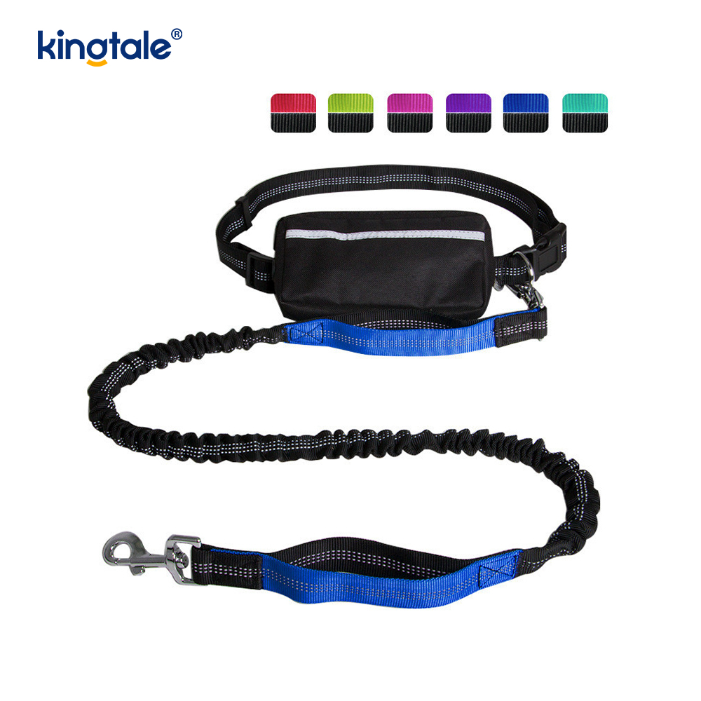 Reflexné elastické dvojité vodítko pre domáce zvieratá s vreckom na zips