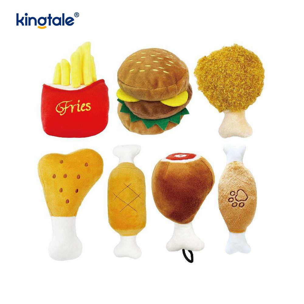 Jedlo kričí hračka Hamburger, hranolky, kuracie stehno pre mačku a psa