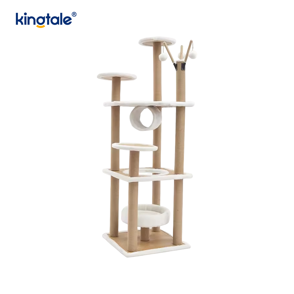 Prírodný sisal Cat Tree Tall Cat Tower Plyšový viacúrovňový byt