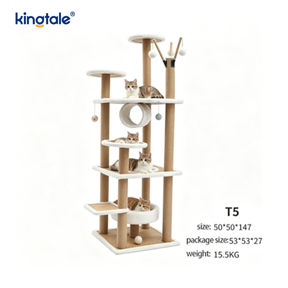 Prírodný sisal Cat Tree Tall Cat Tower Plyšový viacúrovňový byt