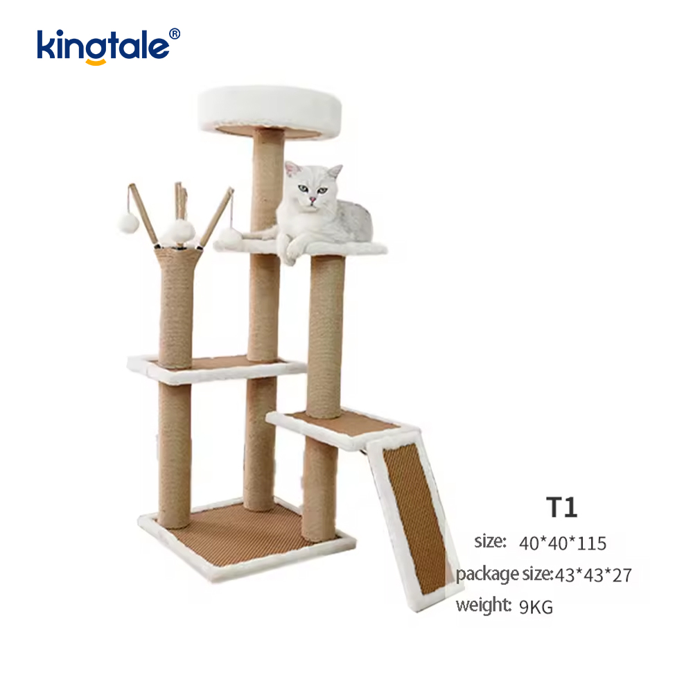 Prírodný sisal Cat Tree Tall Cat Tower Plyšový viacúrovňový byt