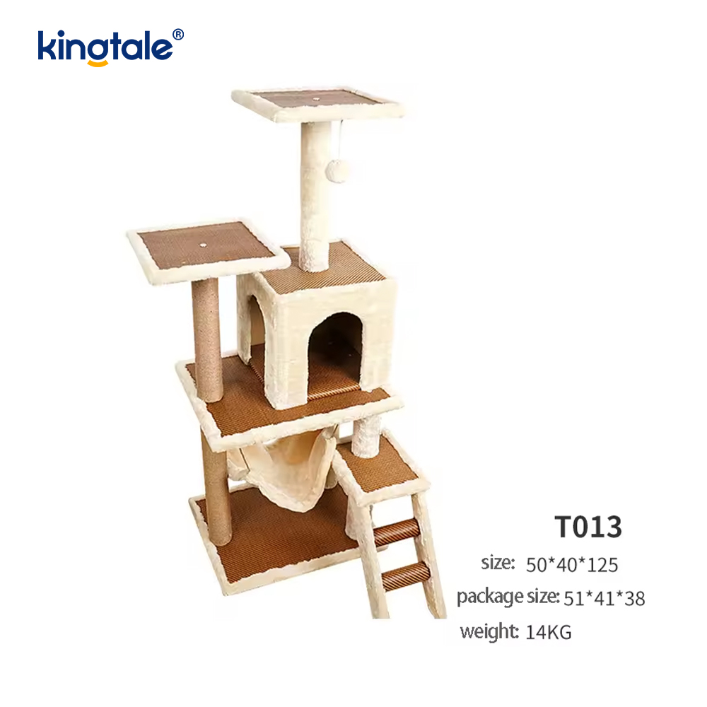 Prírodný sisal Cat Tree Tall Cat Tower Plyšový viacúrovňový byt